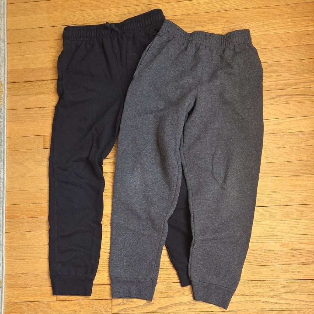 2 Kids Black and Gray Jogger Pants Size 10